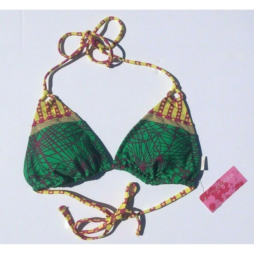 Womens Bathing Suit Bikini Top Padded Bright Abstract Size L Xhilaration NWT